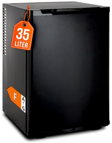 GastroHero Minibar 35 L, LED-Innenbeleuchtung, Schwarz USHF-40A | Leiser Hotelkühlschränk, 1 Zwischenboden, 2 Türfächer, mit thermoelektrischer Kühlung 5 bis +8 °C