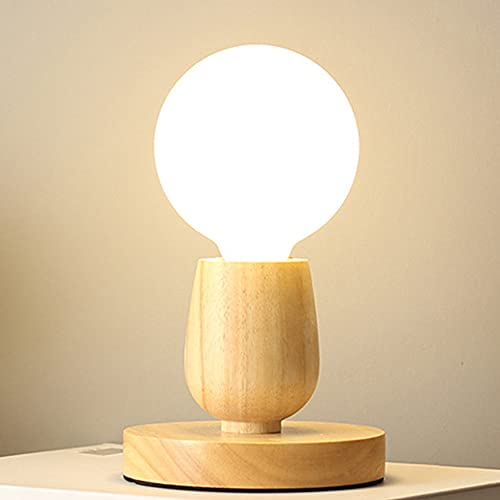 Mengjay Lampe aus Massivholz Tischleuchte E27 Holz Tischlampe Retro industrial Dekoleuchte kreativ Einfachheit für Wohnzimmer Schlafzimmer Esszimmer Restaurant Bett Bür