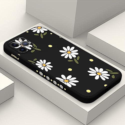 LEECG for iPhone 11 Pro Max Case, for iPhone 11 Pro Max Phone Case Side Creative Chrysanthemum Design Prints Slim Soft Shockproof Cover Protective, iPhone 11 Pro Max Cases Women-Daisy Black