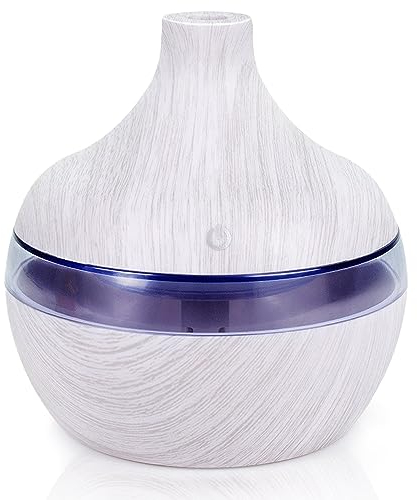 300ml Essential Oil Diffusers, Aromatherapy Diffuser Oil Humidifiers for Home, Aroma Diffuser for Room, Vaporizer Humidifier Oil 7 Colors LED Light Room Fresheners for Home (White)
