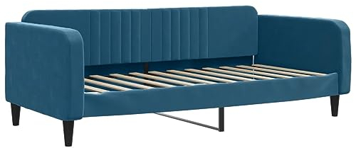 vidaXL Tagesbett, Gästebett 2-in-1, Sofabett Schlafsofa für Schlafzimmer Wohnzimmer, Bettsofa Sofa, Modernes Design, Blau 90x200cm Samt