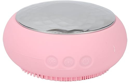 Elektrische Gesichtsreinigungsbürste, Wasserdichte Vibrationsbürste mit Wärmemaskenaufnahme, Weiche Bürste für Tiefenreinigung (PINK)