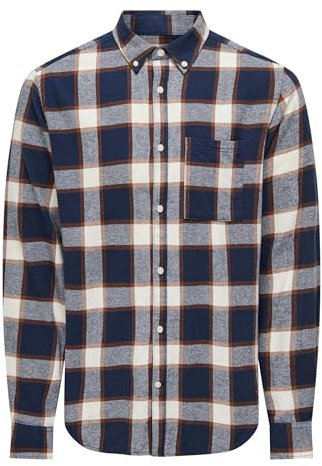 ONLY & SONS Onsral Ls Slim Check Shirt Chemise de Loisirs, Bleu Marine/Carreaux : Gros Carreaux, XL Homme