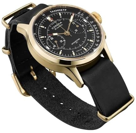Strela Herren Armbanduhr mit Sea-Gull ST1901 Uhrwerk Chronograph Handaufzug Cosmos 40mm