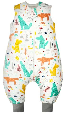 WYTbaby Schlafsack mit Füßen 1.0 Tog, 100% Baumwolle Schlafsack mit Beinen Ganzjahres Babyschlafsack für Junge Mädchen 80cm (Kinder Höhe 80-90cm)