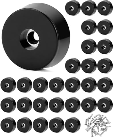 QWORK® 30 Piezas Tacos de Goma para Muebles con Tornillos de Acero Inoxidable 304, Patas de Goma Antideslizantes y Resistentes al Desgaste para Mesas y Sillas, 25 x 23 x 9 mm