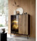 Lomadox Highboard Anrichte mit Beleuchtung Wohnzimmer Esszimmer in schwarz mit Wotan Eiche