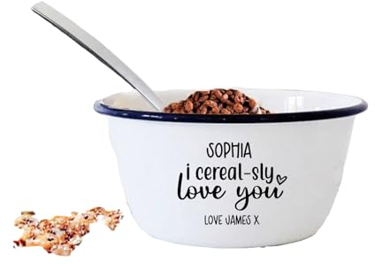 Personalised Engraved Cereal Bowl, Enamel, Snack Pot, Cerealsly Love You, Gift For Him Her, Fathers Mothers Day, Daddy, Stocking Filler