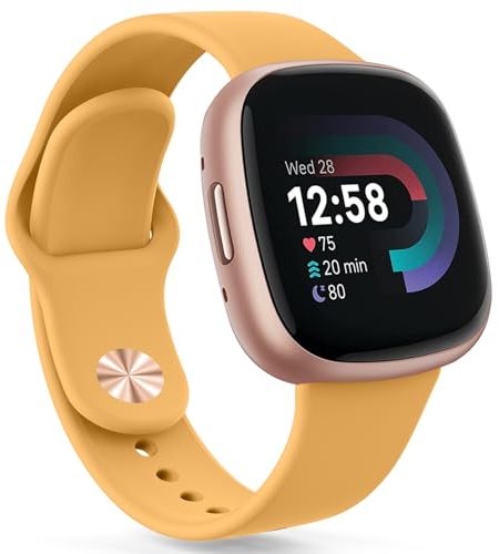 Oumida Armband für Fitbit Versa 3/4 und Sense/Sense 2 - Silikon Sportarmband Ersatz Uhrenarmband für Damen und Herren - Kurkuma