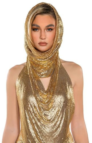 Ralcosuss Damen Muslimischer Jersey Hijab glitzernde metallische Pailletten Glitzer Kopftuch Haarwickel Turban Kopfbedeckung, Gold, Einheitsgröße