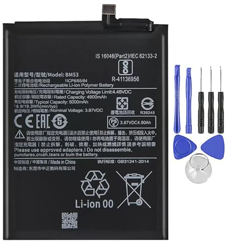 ELLENNE - Kompatibler Akku für XIAOMI BM53 MI 10T PRO - MI 10T 5000MAH inklusive WERKZEUGSATZ
