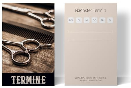 500 Friseur- o. Barbershop-Terminkarten BARBER mit Terminfeld und Stempelfläche auf der Rückseite
