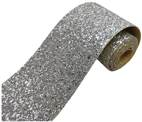 Dostear Bordure de papier peint paillettes d'argent Décoration murale amovible Frise Murale Autocollant Papier Peint Autocollant imperméable en PVC Plinthe Autocollant 5 X 200cm