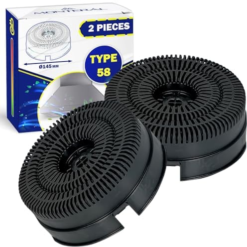 2 Piezas Filtro Carbon Activo para Campana Extractora 142 x 48 mm Tipo 58 con Código Original 484000008782 para Whirlpool 405537469/0 para Electrolux CFC00936 para Elica - MONTERAL