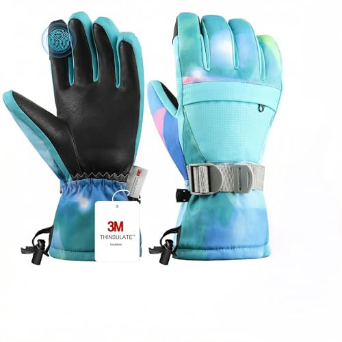 Pnosnesy Skihandschuhe, wasserdichte Schneehandschuhe, Winterhandschuhe, Winddichte Touchscreen-Handschuhe für kaltes Wetter für Männer, Frauen und Kinder