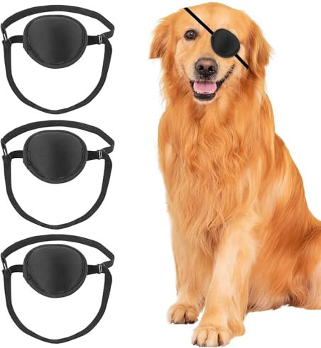 YeeBeny Lot de 3 cache-œil pour chien - Pour blessures oculaires après une chirurgie - Réglable - Doux - Couvrant les yeux des chiens