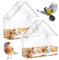 Zeqeey Window Bird Feeder Clear Acrylic with Suction Cups and Standing Pole for Feeding Wild Little Finches Robin Chickadees Sparrow
