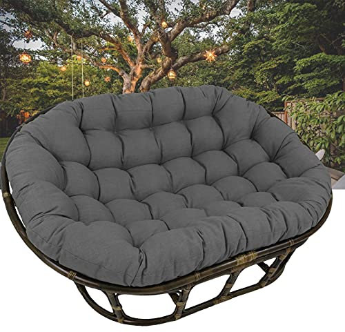 Papasansessel für den Außenbereich, Terrasse, dunkelgrau, Doppel-Papasan-Stuhlkissen mit Bändern, Hängematte, Schaukelstuhl, Gartenmöbelkissen, 170,2 x 119,4 x 15,2 cm
