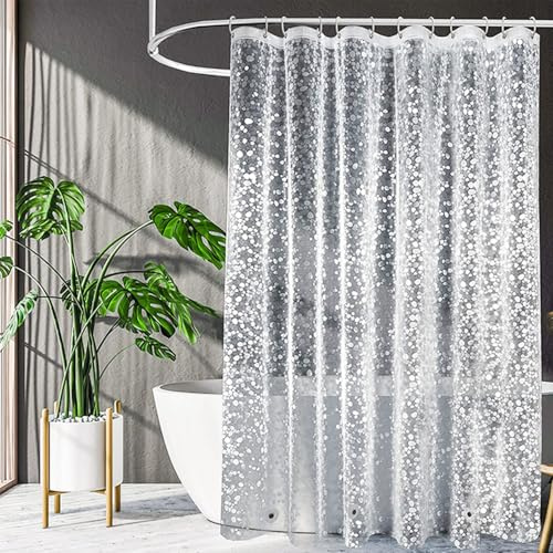 Shower Curtains Mould Proof Resistant, 180 x 180 cm (71 x 71 Inch), Shower Curtain for Bathroom, Waterproof Heavy Duty Bathroom Curtains, PEVA Cobblestone Shower Curtain with 12 Hooks, Washable