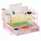Marbrasse Schreibtisch Organizer-Tablett,4-Stöckig Papier Briefablage Organizer mit Schublade,2 Stifthalter,Netz-Schreibtisch-Organizer für Zuhause Bürobedarf(Rosa)