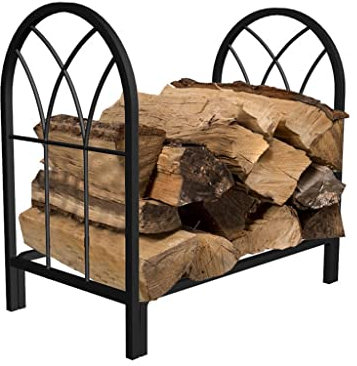 KHYTEBV Kaminholzregal für den Außenbereich, Holzscheitregal, Holzscheitregal für den Innenbereich, wasserdicht, herzförmig, Brennholzstapelung, Eisenholzregal, Aufbewahrungsregal, Schwarz