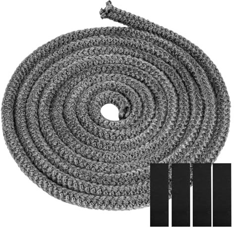BSITSSS 1 Pezzi Guarnizione Stufa a Pellet, Guarnizione Stufa a Legna, Lungo Guarnizione per Porta Stufa, Fibra di Corda Ignifuga, Fibra di Vetro Corda Ignifuga per Stufa per Stufe,Camini (Φ8mm x 4m)