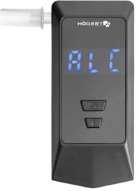HÖGERT TECHNIK Alkoholtester mit LCD-Display, Halbleitersensor, speichert 10 Ergebnisse, hygienisch, präzise, 10 s Startzeit, 0,08–1,99‰ BAC, kompakt