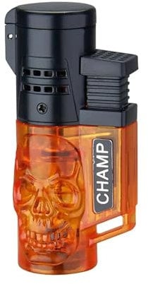 Champ Dual Skull Gasanzünder – 3D Skull Feuerzeug – Feuerwerksanzünder – Doppelte Flamme – Nachfüllbarer Gasanzünder
