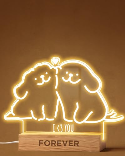 Panorama Personalisiert Lampe mit Foto und Text - Ein paar Hunde - 22x15 cm - Personalisierte Fotolampe LED - Geschenke für Männer, Frauen, Valentinstag oder Jahrestag - Deko Licht mit Bild