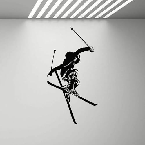 FGJFGGFR Selbstklebende Wanddekoration Ski Wandaufkleber Skifahrer Poster Fitnessstudio Wandbild Winterspiele Wandaufkleber Dekoration