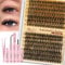 QUEWEL Wimpern-Extensions 30+40D Lash-Extension-Set gemischt 12-18mm Lash-Cluster mit wasserfester Wimpern-Cluster Kleber und Versiegelung Wimpernpinzette natürlicher Look zu Hause (30D+40D-Set)