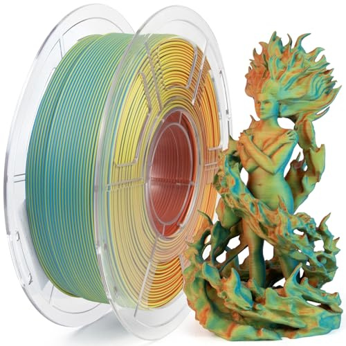IEMAI PLA Filament 1.75mm 1Kg, Matte Tricolor 3D Drucker Filament, PLA(Blau-Grün-Orange), Maßgenauigkeit +/- 0,02 mm