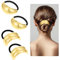 Wanmu Haarmanschetten aus Metall Damen, 4 Stück Gold Armband Pferdeschwanzhalter, Dehnbare und schonende Elastische Haargummis Elegante Langlebige Geometrische Design Haarband Gold-Haaraccessoires