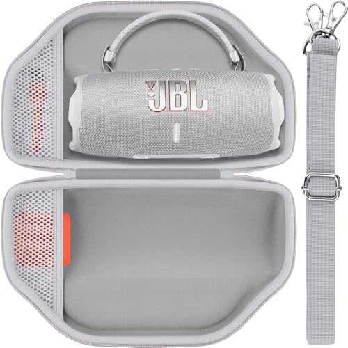 Baval Hard Portable Case Compatible with JBL Charge 6/Charge 5 Portable Waterproof Bluetooth Speaker(White Case)