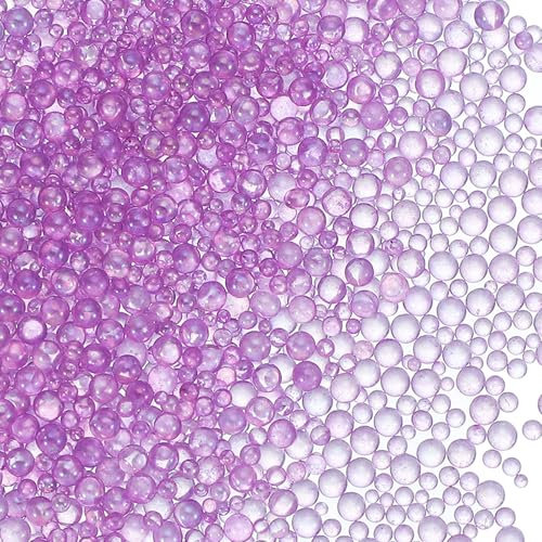 PATIKIL 1-3mm Mini Glass Bubble Beads 200g Tiny Iridescent Beads No Hole Water Droplet Balls for DIY Crafting Nail Art Resin Filler, Light Purple