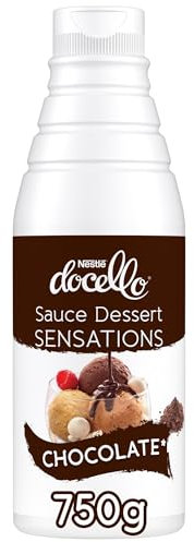 NESTLÉ DOCELLO Sauce Sensation Intense Chocolate - Sauce Dessert Chocolat Prête-à-l'emploi - Cacao Certifié Rainforest Alliance - Aide à la Pâtisserie, Topping, Nappage, Coulis - Bouteille de 750g