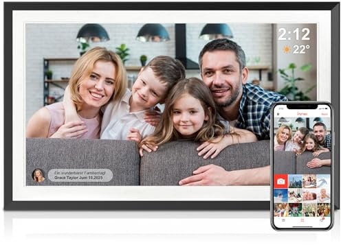 Frameo Digitaler Bilderrahmen 15.6 Zoll Groß,32GB Speicher Elektronischer Bilderrahmen WLAN mit 1920x1080 IPS Hochauflösung Touchscreen,Autorotation,Foto- und Videofreigabe über die Frameo App