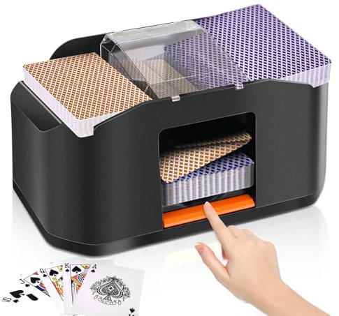 Kartenmischmaschine Elektrische Mischmaschine Karten fur 1–2 Decks Kartenmischer, Karten MischgeräT mit 2000mah Wiederaufladbarem Akku, Kartenmischmaschine Manuell fur Kartenspiele, Poker, Blackjack