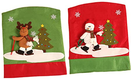 MAGICLULU 2stücke Weihnachten Stuhlschutz mit Rentier und Schneemannmuster Stuhlüberzug für Weihnachten Stuhlschutz für Stuhlüberzug für Weihnachts-sitzbezug