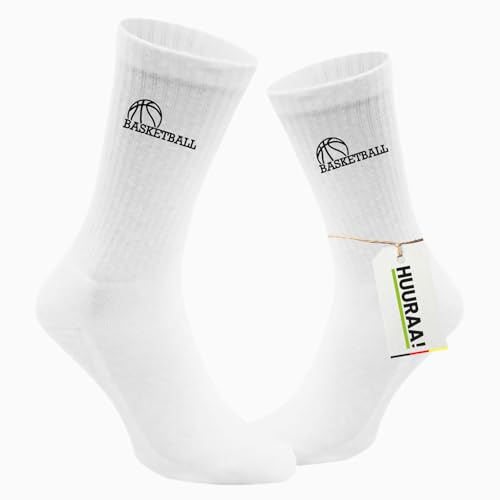 Huuraa Unisex Socken Basketball Ball Geschenk | Baumwolle Tennissocken Geschenkidee Weiße Sportsocken mit Motiv Unisex Baumwollsocken für Frauen und Männer