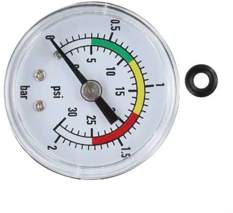 Manometer Wasser Manometer für Intex 11224 14 und 16 Zoll Sandfilter Pumpen Pool Druckmanometer Wasser Manometer Wasserdruck Sandfilteranlage mit Edelstahlgehäuse und Doppelskala