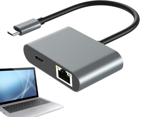 Huxibai USB C To Ethernet Adapter, Gigabit Type C Ethernet Adapter, Network Supplies for Servers, Remote Work, Monitors & Media Centers