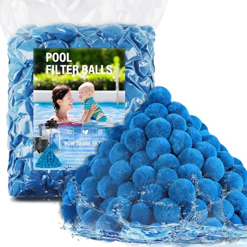 4 lbs Pool Filter Balls for Filter Pump, Upgraded High-Density Reusable Fiber Media Replace 150 lbs Filter Sand, Long-Lasting Filtration for Above Ground Swimming Pool, Aquarium & Pond