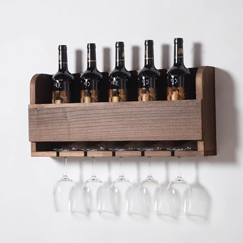 Casier à Bouteilles Mural Bois Range Verre Suspendu, Minimaliste Range Bouteille Vintage, pour Salle à Manger, Bars à Domicile et Cuisine