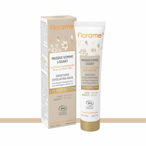 Florame Masque Gomme Lissant Lys Perfection 65 ml | Acides de Fleurs & Lys Blanc Bio, Peau Plus Lisse et Lumineuse, Visage, Fabriqué en France