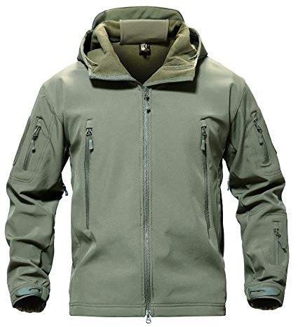 Winter Jacket Men Military Windproof Mens Jacket Soft Shell Outdoor Hiking Camping Coat for Men Windbreakers Mountain Durable Combat Jackets Mens , Army Green, Small (Tag M)