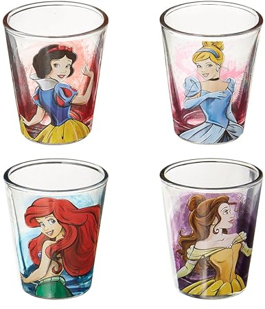 Silver Buffalo DP032SG6 Disney Fashionista Princess Schnapsgläser, 30 ml, mehrfarbig, 4 Stück