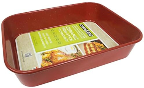 Lasagne-Bräter mit Keramikbeschichtung, antihaftbeschichtet, 33 x 25 x 7,6 cm, Rot