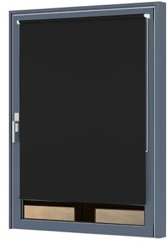 Julido Verdunklungsrollo ohne Bohren 65x150cm, Fenster Rollo Klemmfix Schwarz, Thermorollo mit Silberbeschichtung