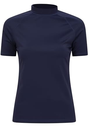 Mountain Warehouse Short Sleeves Womens UV Rash Vest - UPF50+ Sun Protection Ladies Rash Guard, Quick Dry, Flat Seams Top - for Summer Swimming, Beach & Under a Wetsuit, Navy, 18